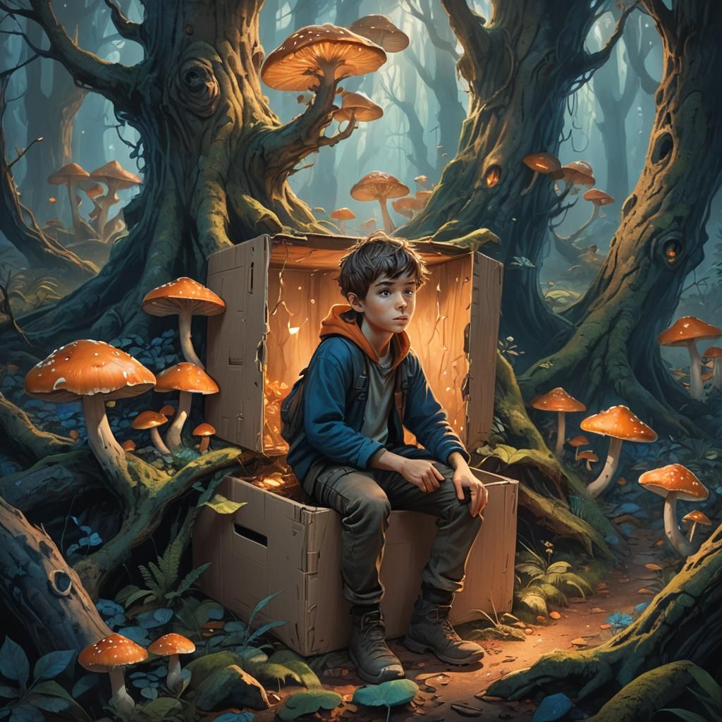 Boy in Mystical Forest Box: Concept Art