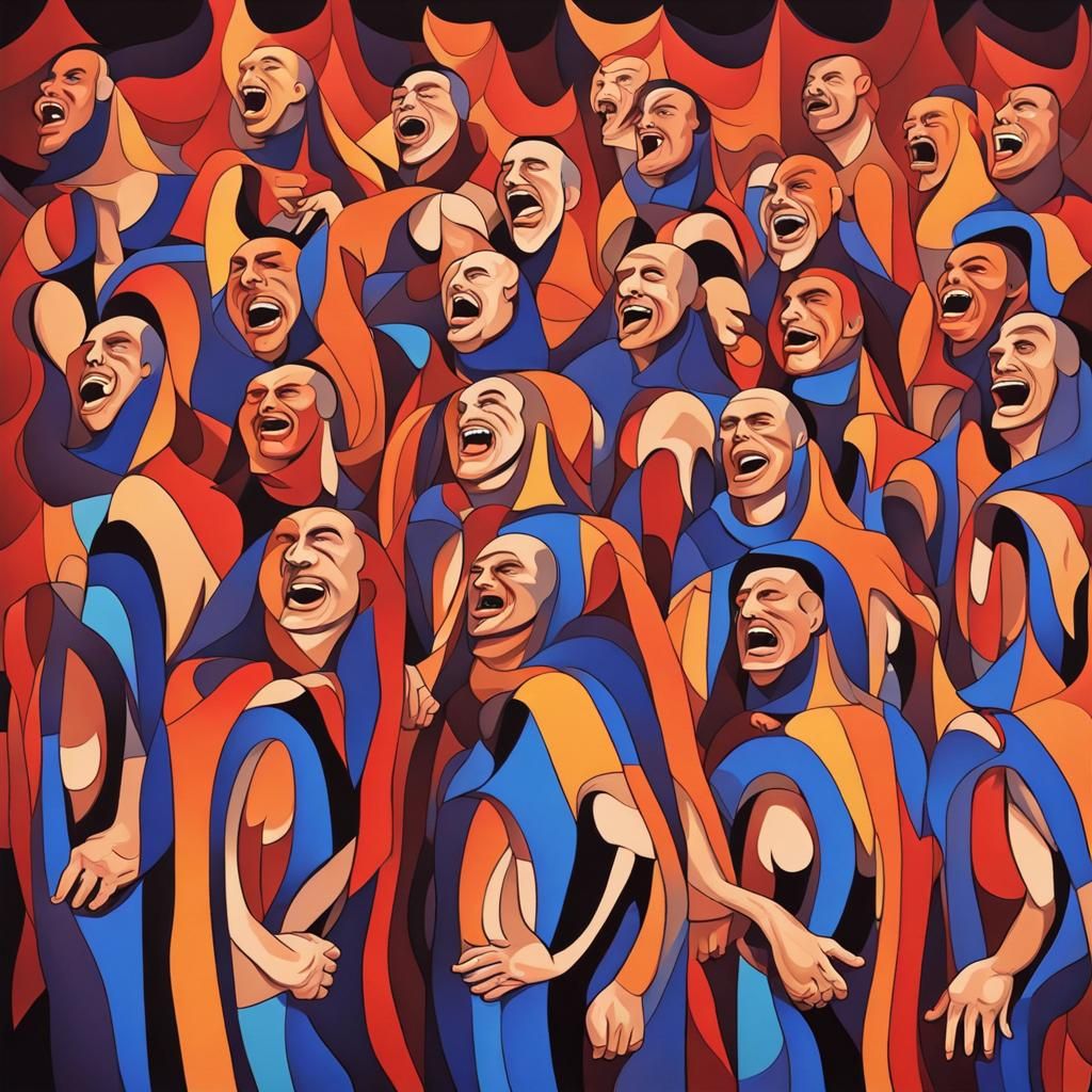 Abstract Muscle Men Choir in Complementary Colors