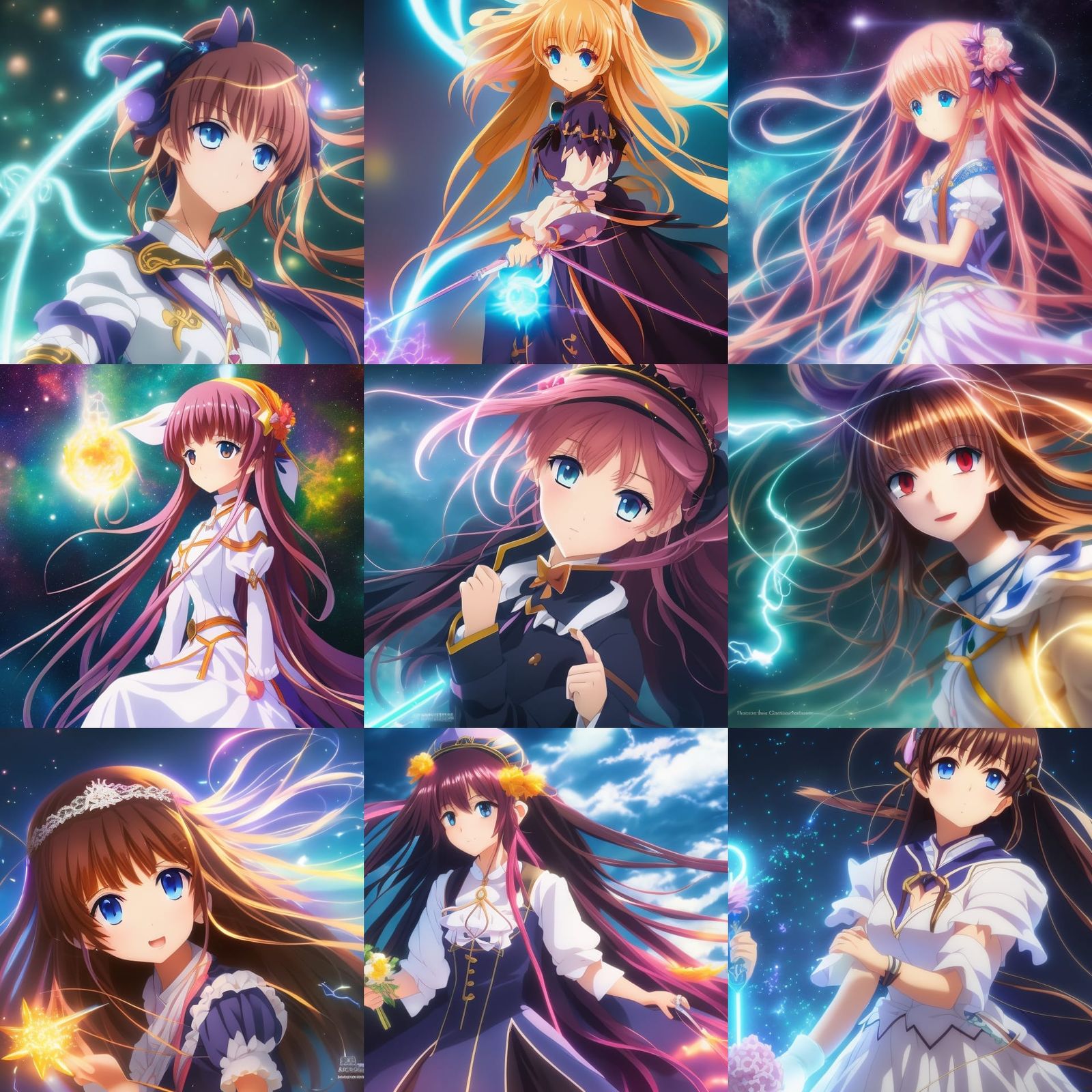 Cute Anime Girl Wizard Casting Lightning Magic