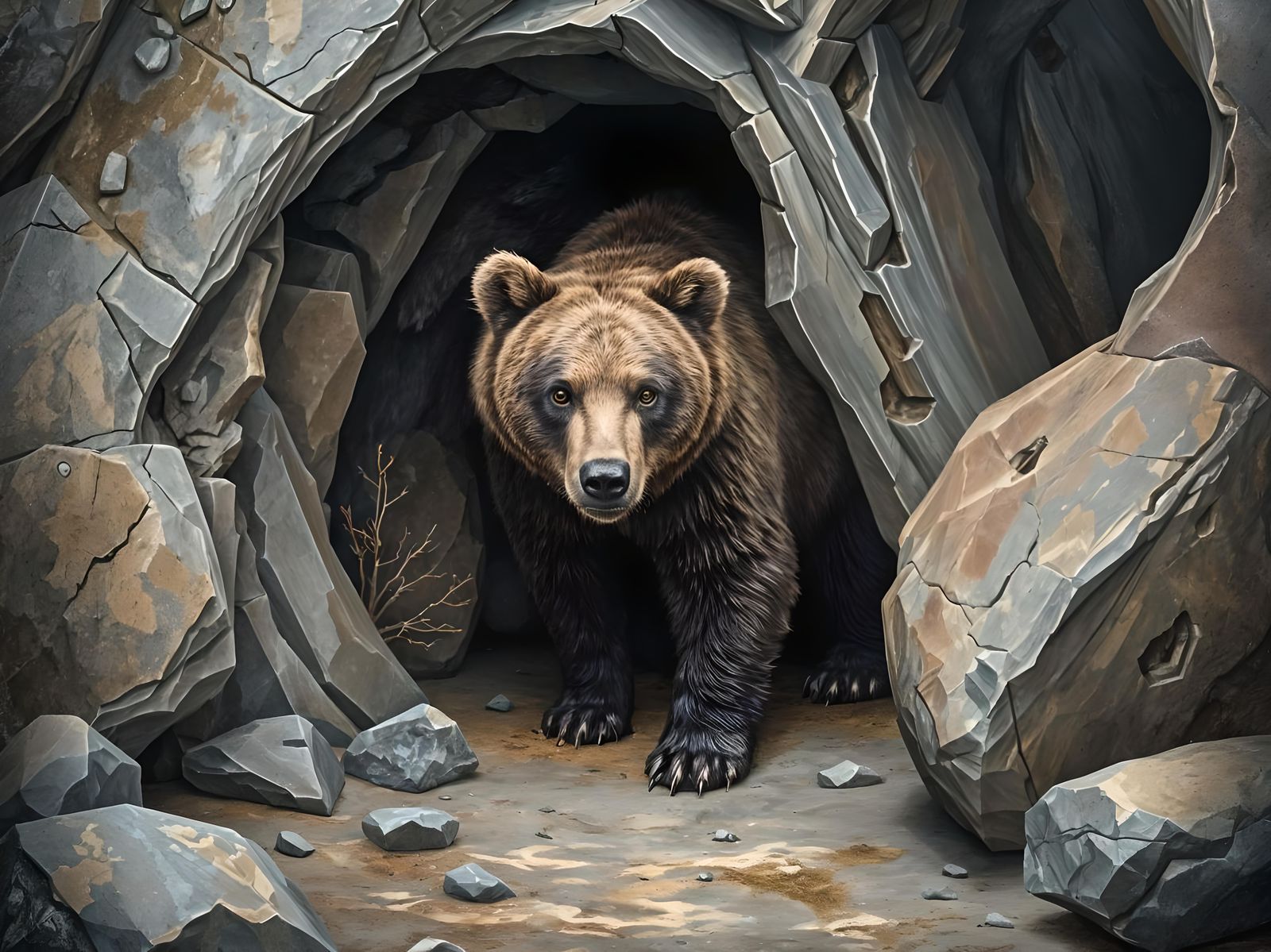 Brown Bear in Grey Cave