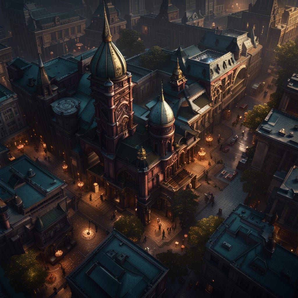 Cityscape in Dark Fantasy Style, 8K Resolution