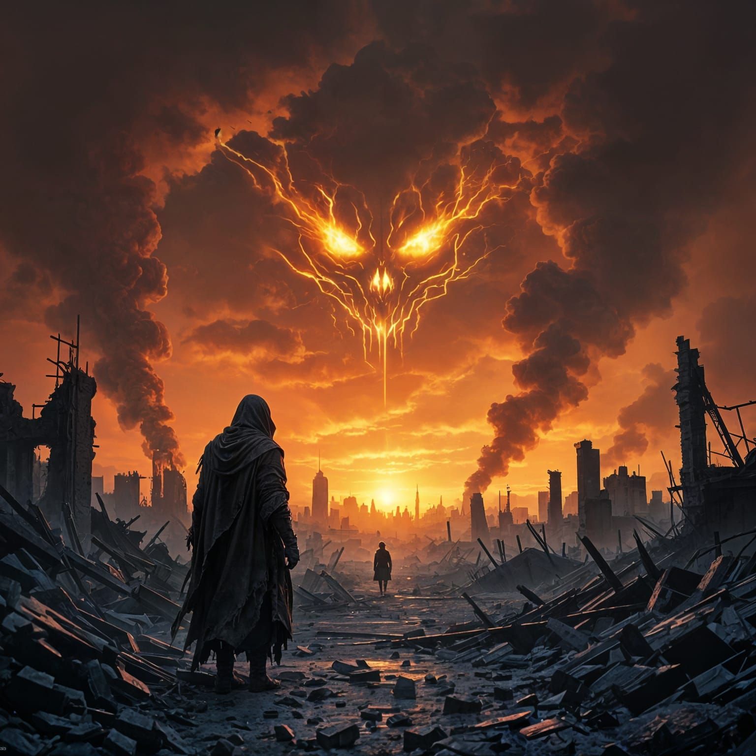 Grim War Landscape in Ukraine, Dark Fantasy Concept Art