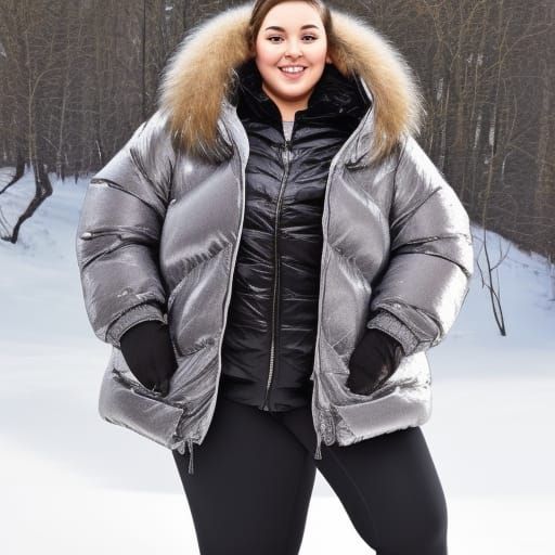 Curvy Woman in Puffer Jacket Portrait