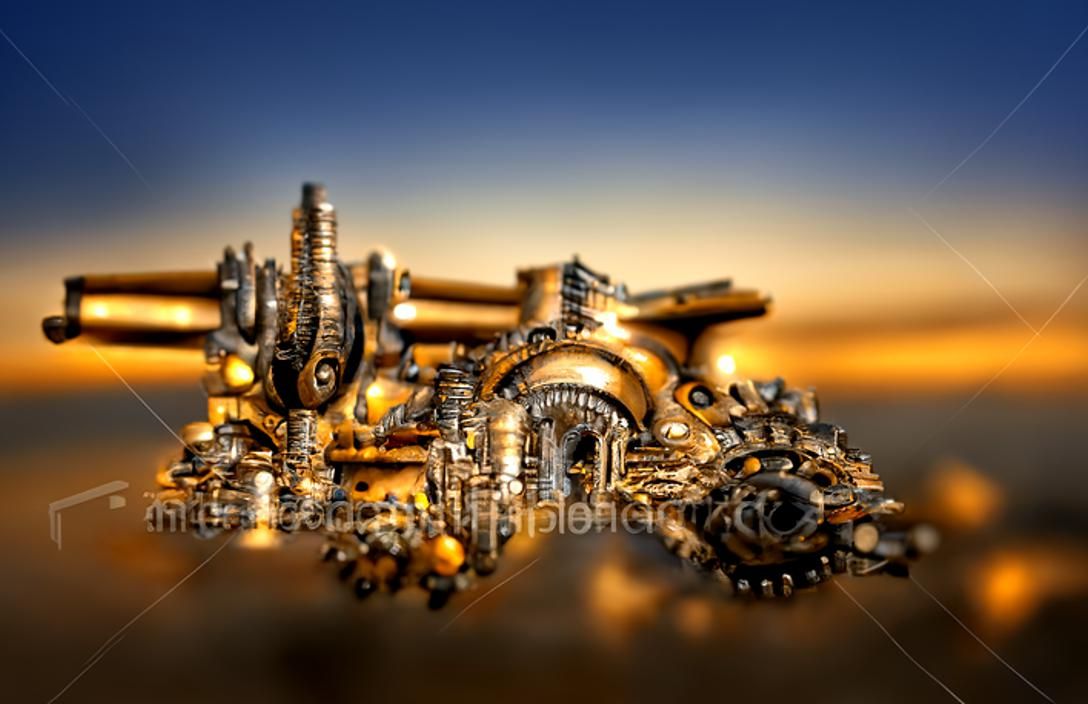 Complex Metallic Machinery: Hyperdetailed Digital Illustrati...