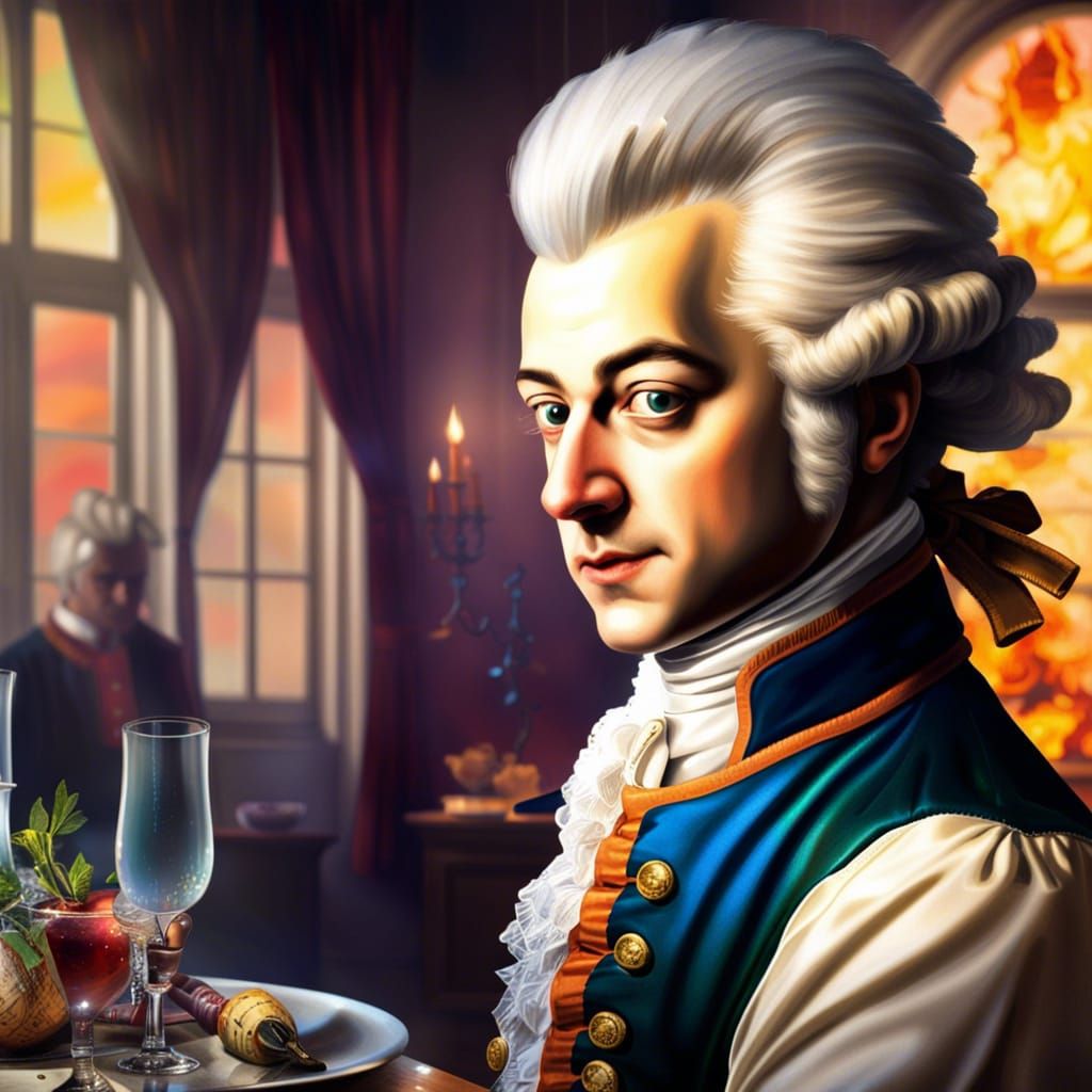 Wolfgang Amadeus Mozart  as a waiter