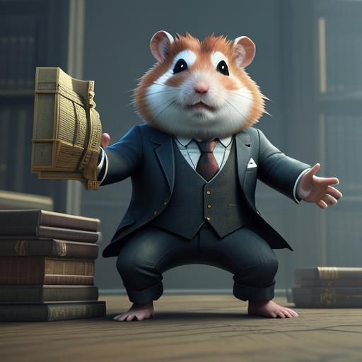 Hamster Lawyer in 3D Game Cinematic Style