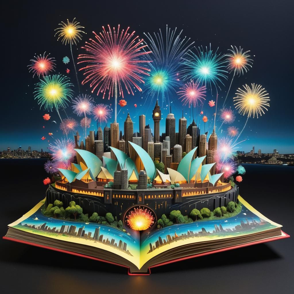 Sydney Skyline Fireworks in Alexander Jansson Style