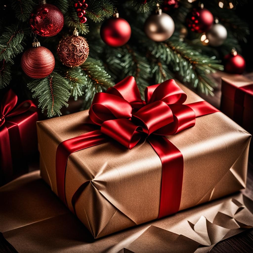 Moody Christmas Gift Under Decorated Tree