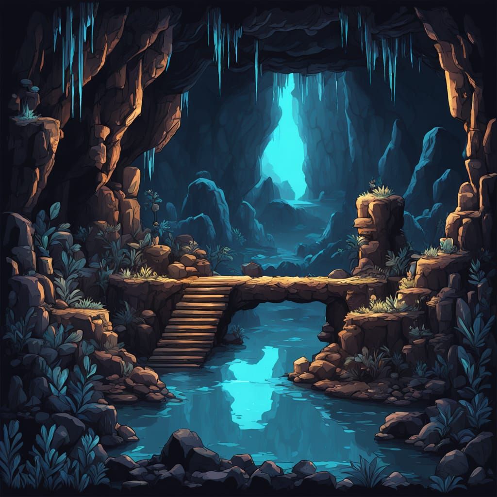 Pixel Art Cave Tileset for 2D Games