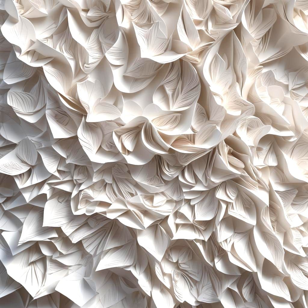 Intricate White Paper Folds Papercraft in 8K