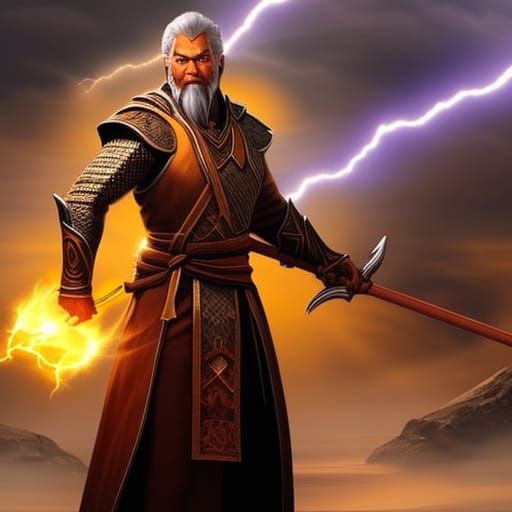 Mystic Norse Wizard Casting Spell with Warrior
