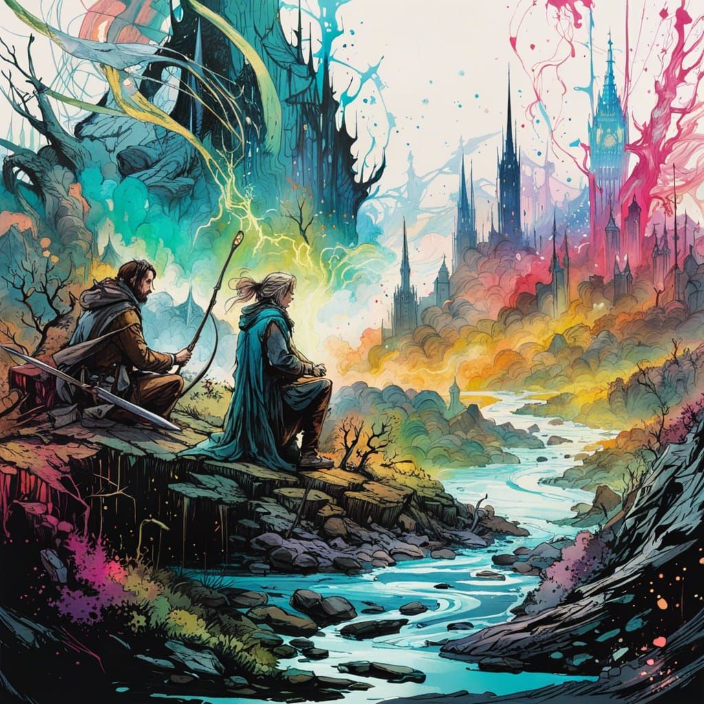 Sci-Fi Fantasy Interface in Gouache Style