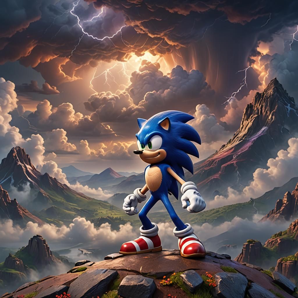 Sonic the Hedgehog in Pixar-Style 3D Art