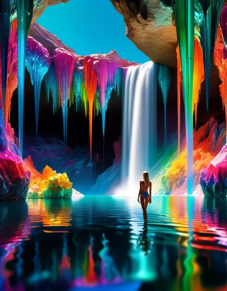 She'd heard about this place, rainbow cave with it's crystal beauty. Julie was still dumbstruck