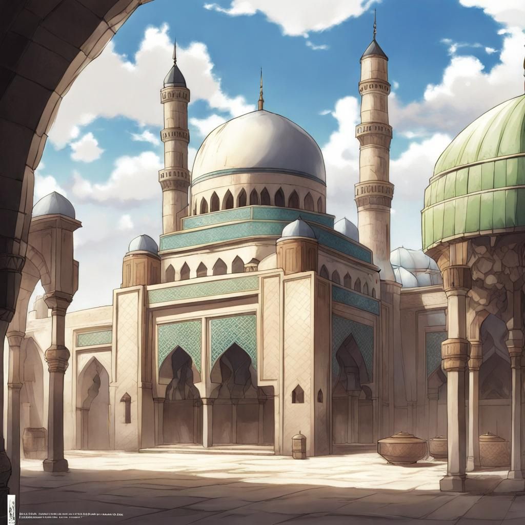 Middle Eastern Mosque in Anime Style