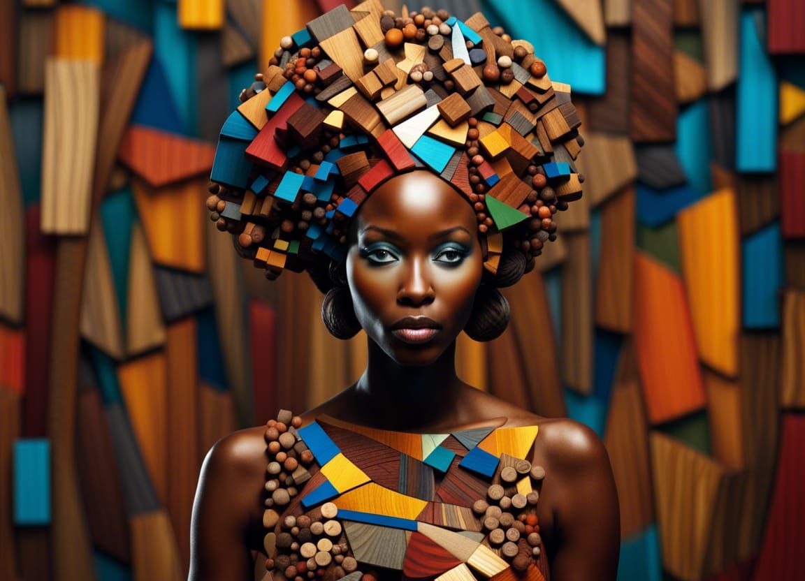 Fractal Surreal Portrait of African Woman