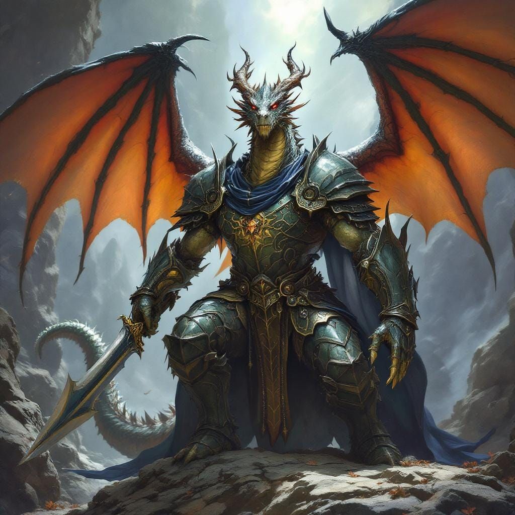 Armored Dragon in Dark Fantasy Art Style