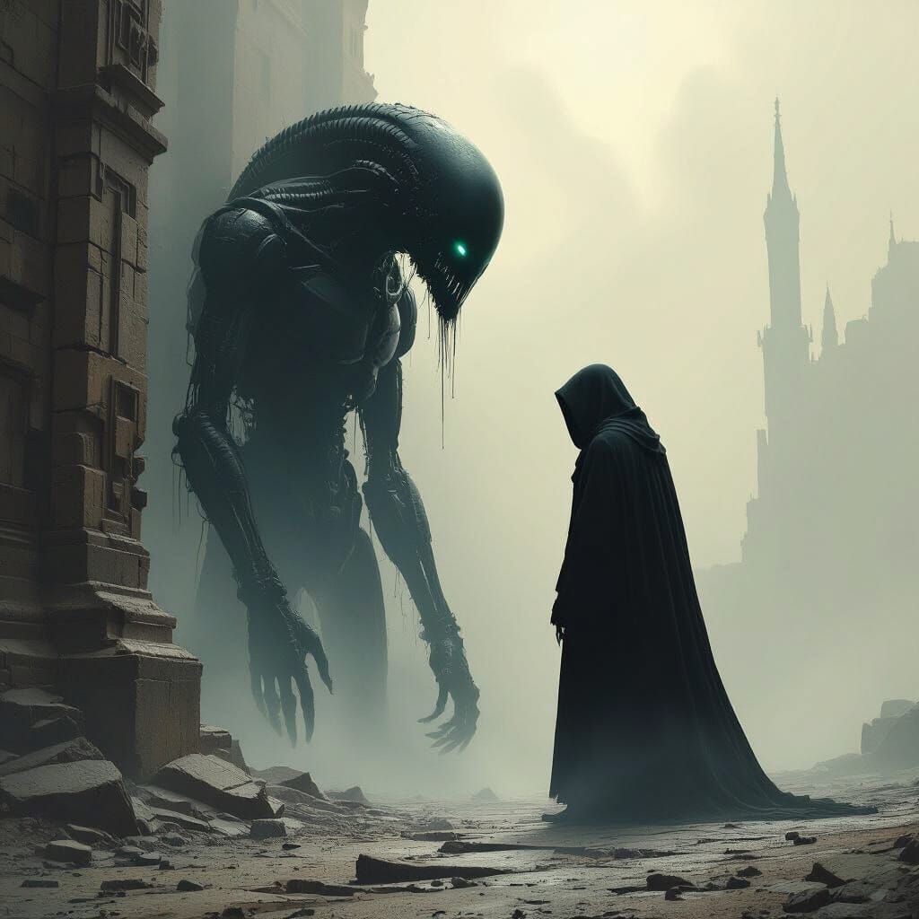 Dark Figure in Shadows, Biomechanical Industrial Horror