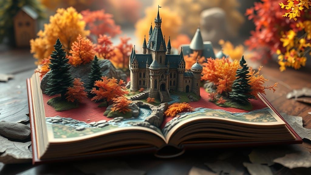 Whimsical Castle in Vibrant Fall Wonderland