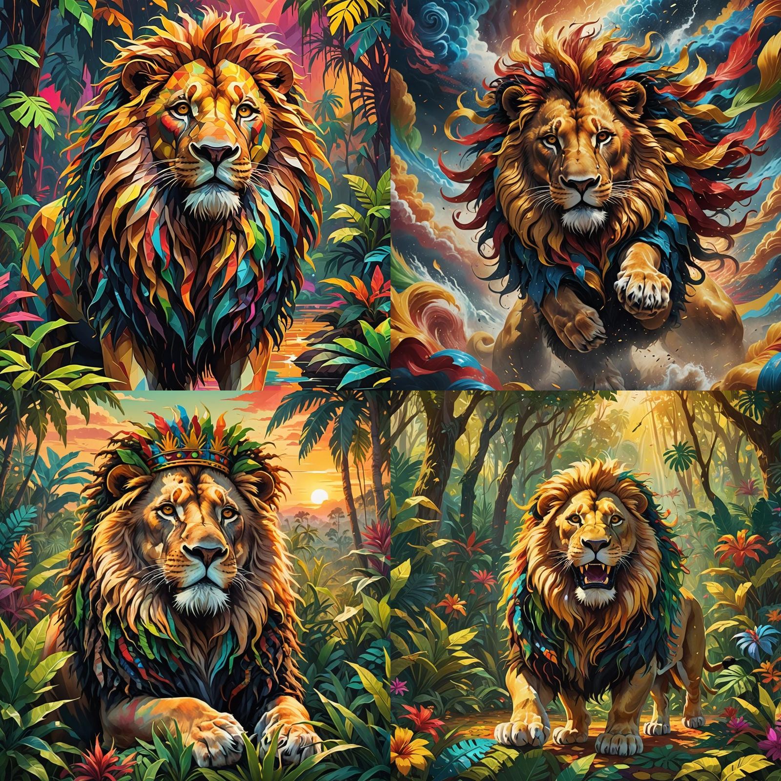 Reggae Colors Lion: Detailed Matte Painting