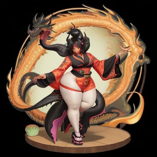 Dancing Dragon Yokai in Fantasy Style