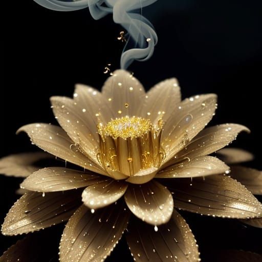 Golden Fractal Bloom in Surreal Atmospheric Light