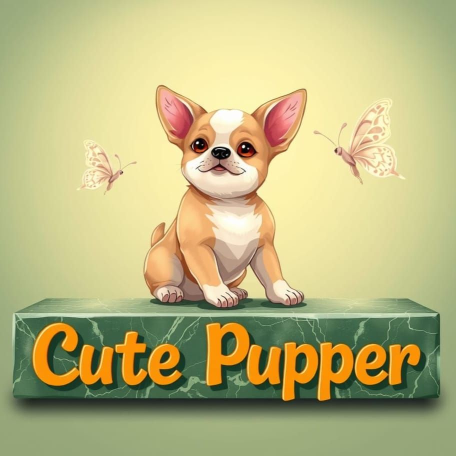 Cute Chihuahua Puppy Sits on Marble Base, Pawing at Delicate...