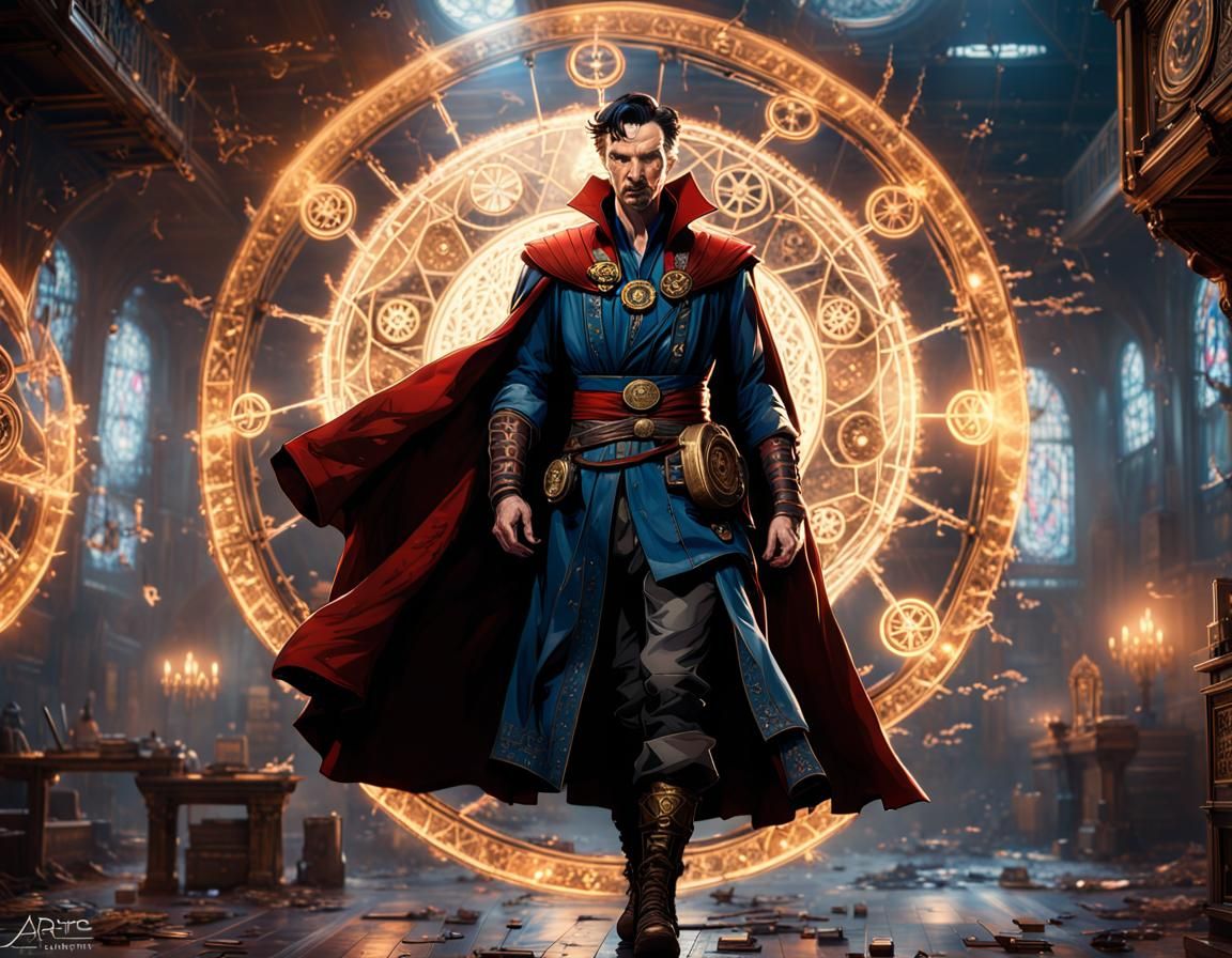 Steampunk Doctor Strange with Mystical Symbols