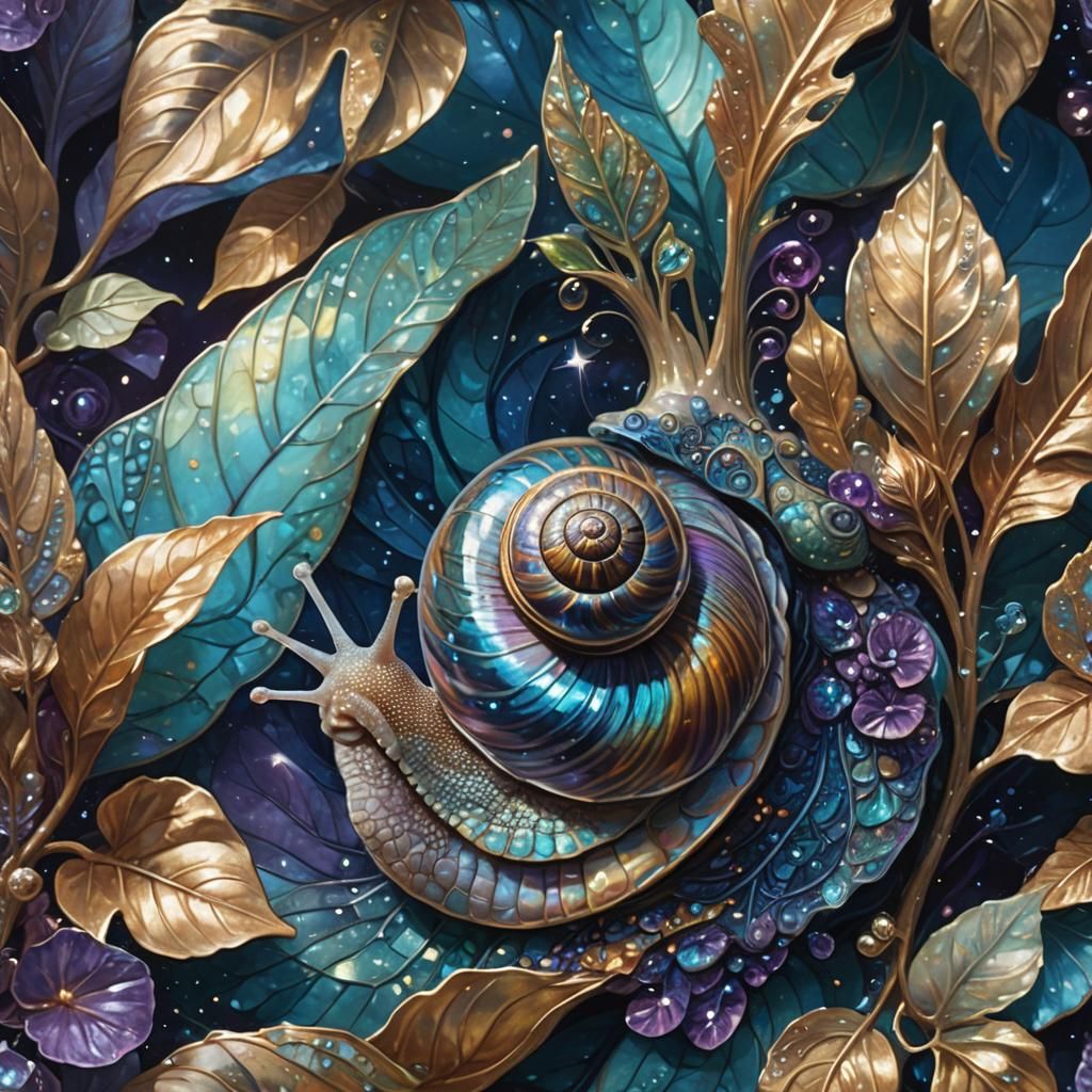 Ethereal Snail on Celestial Leaf: Splash Art