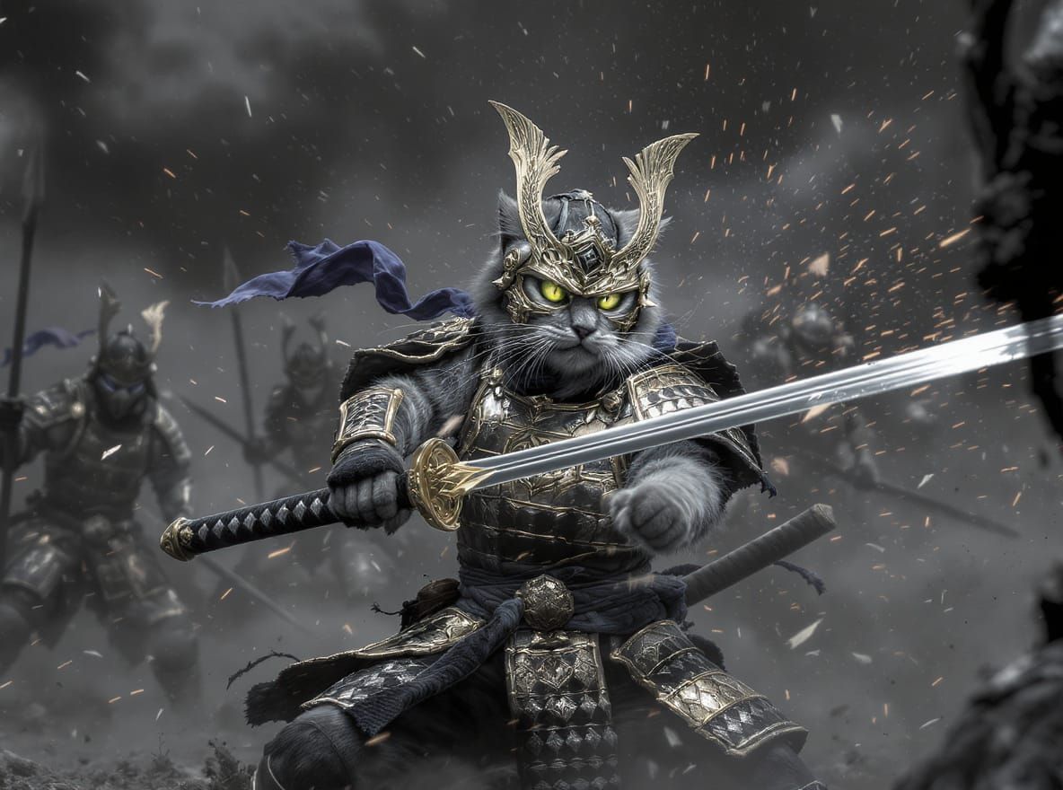 Ninja Cat Samurai in Epic Battle