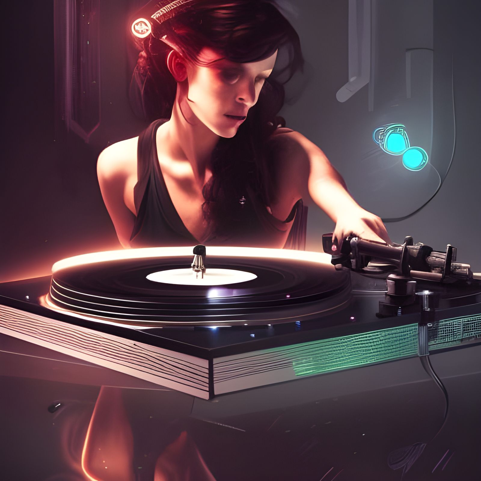 Burning Turntables in Cyberpunk Style with Dancers