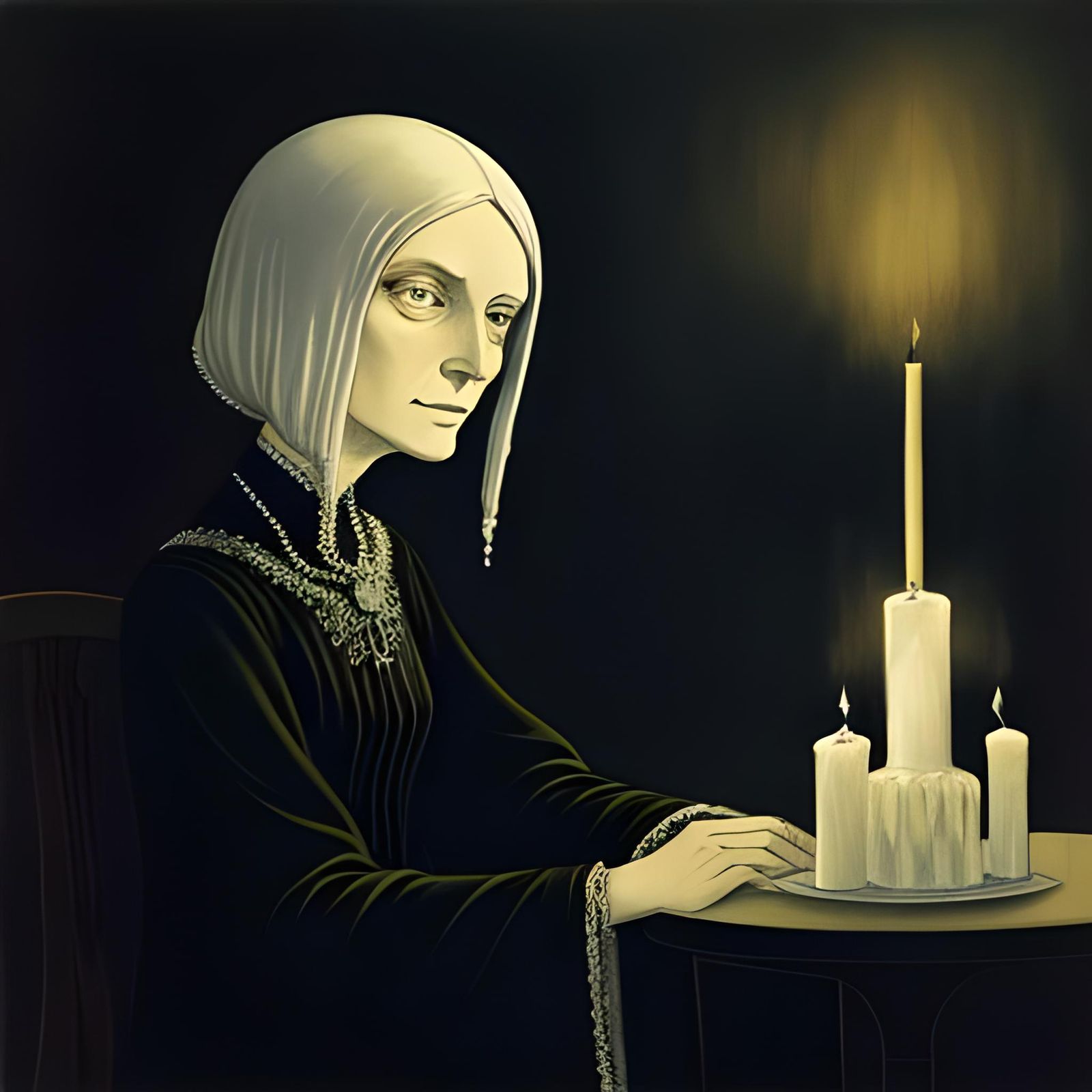 Woman Holding Candle in Kay Nielsen Style