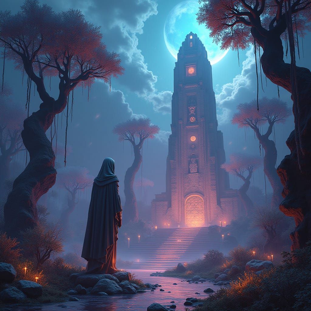 Mithraic Temple Amidst Dreamlike Landscape