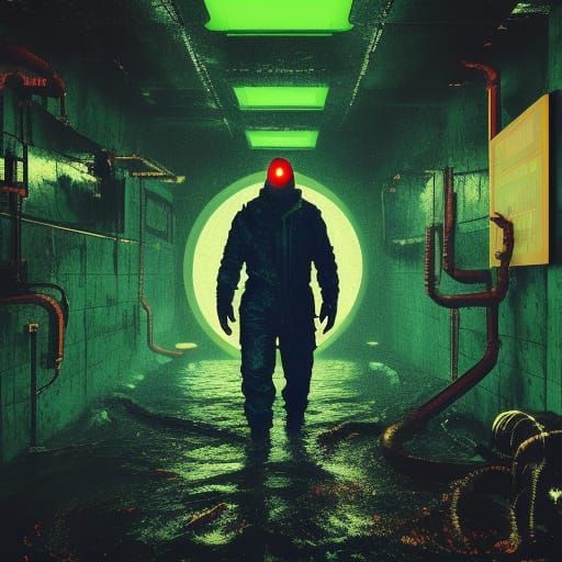 Retro Sci-Fi Horror in Flooded Corridor