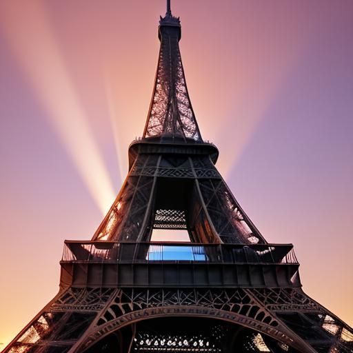 Radiant Eiffel Tower at Sunset: Hyperrealistic Concept Art
