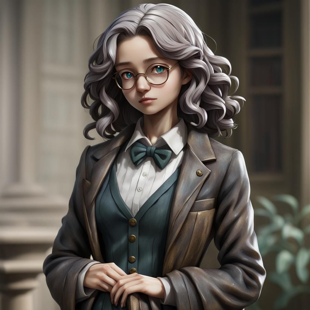 Serene Weathered Figure in Dark Academia Style