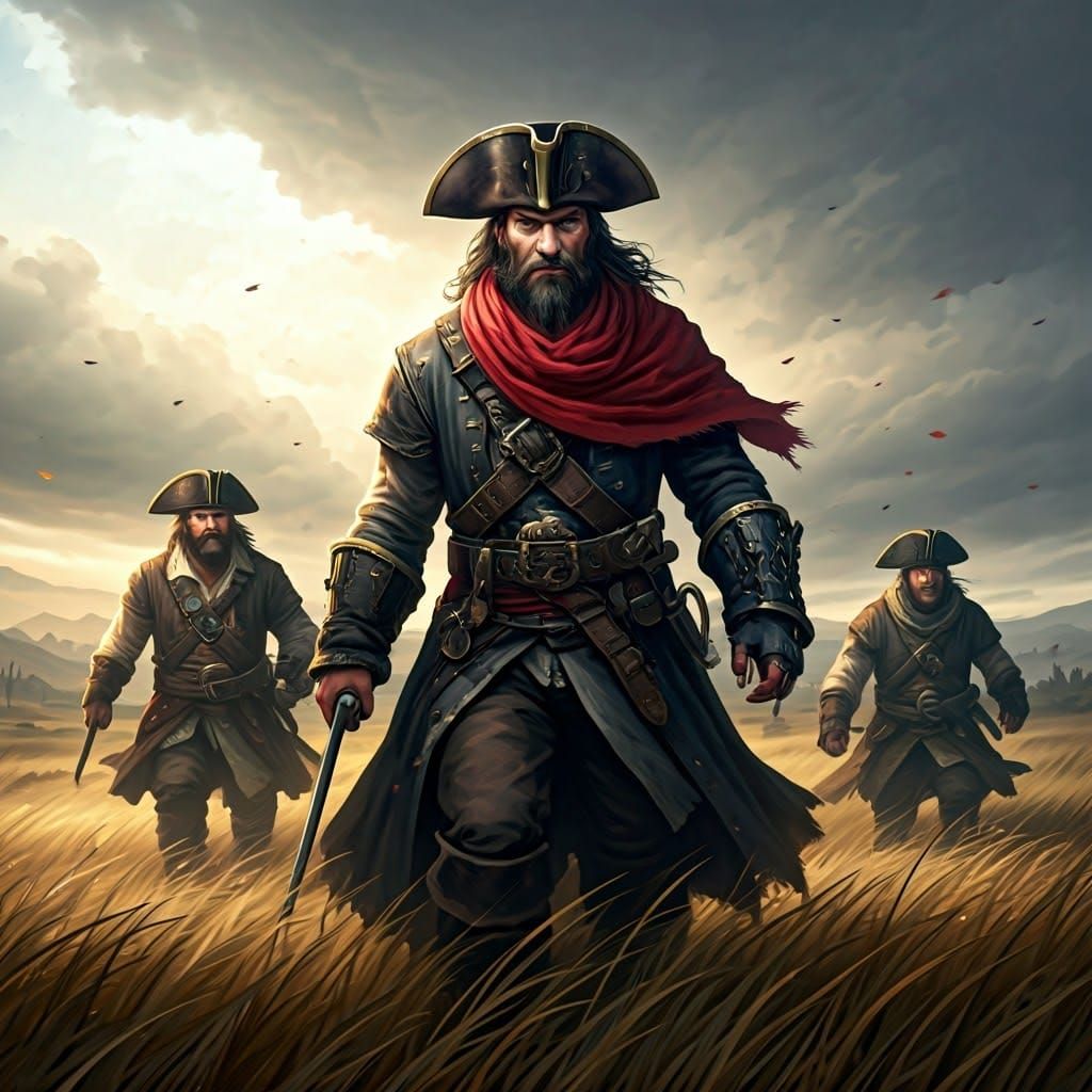 Well-Groomed Pirate Leads Pirate Chase Through Medieval Land...