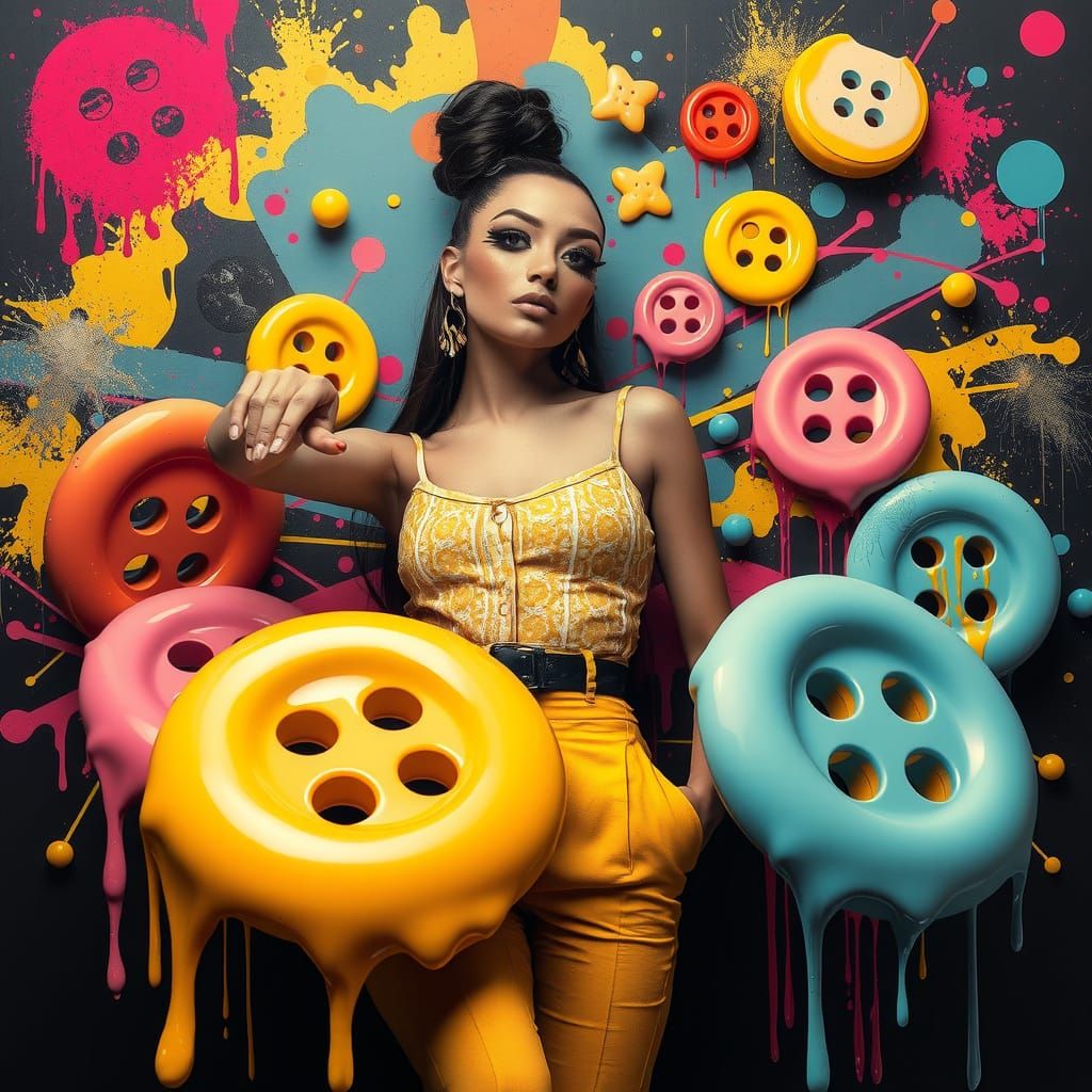 Surrealist Haute Couture in Neon Brights, Inspired by Pop Ar...