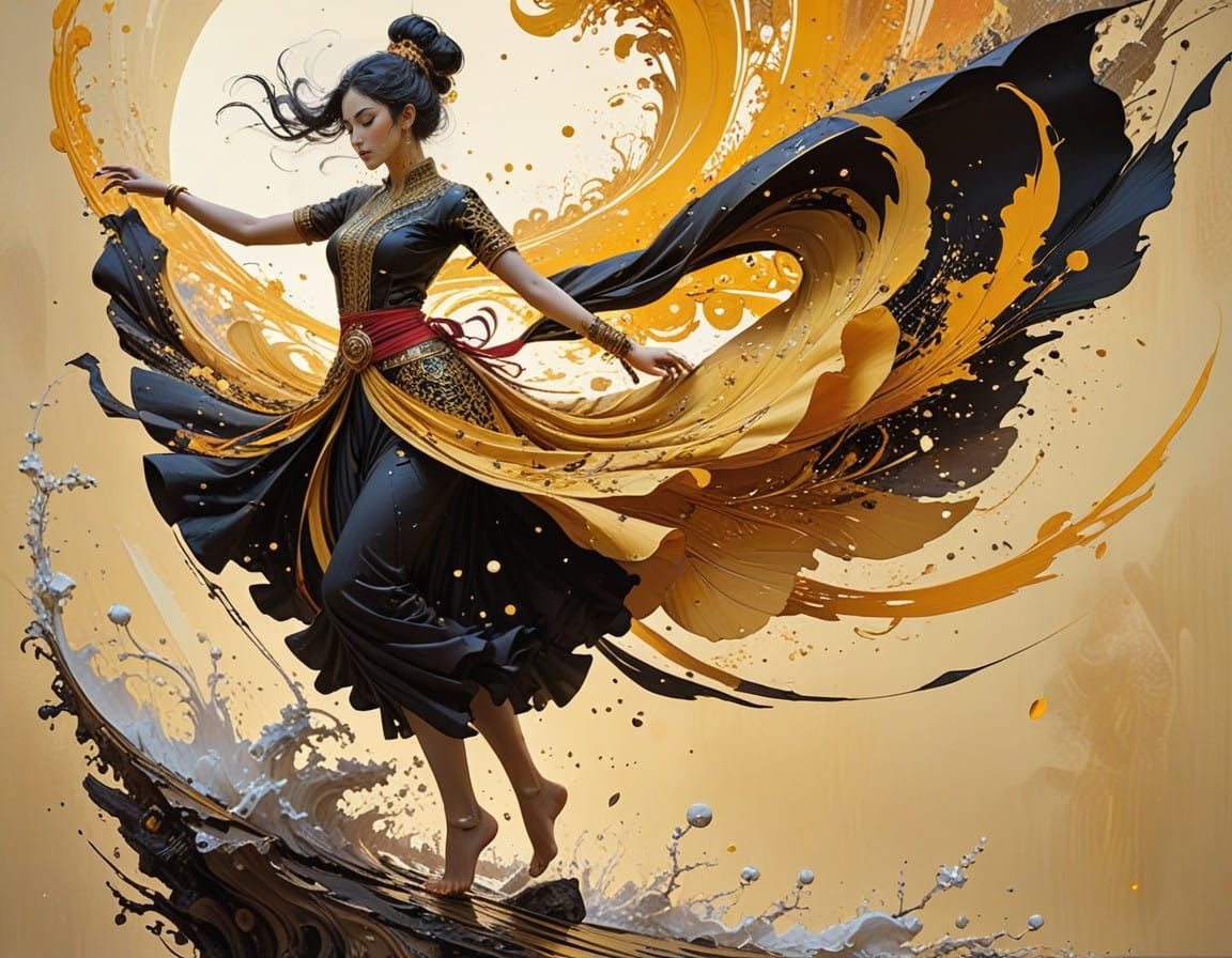 Elegant dance in Saffron Dreams