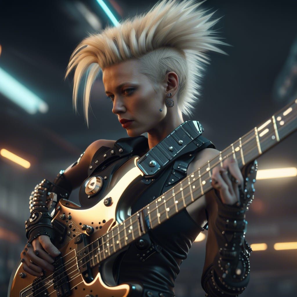 Futuristic Post-Punk Rocker Bass Solo in 8K