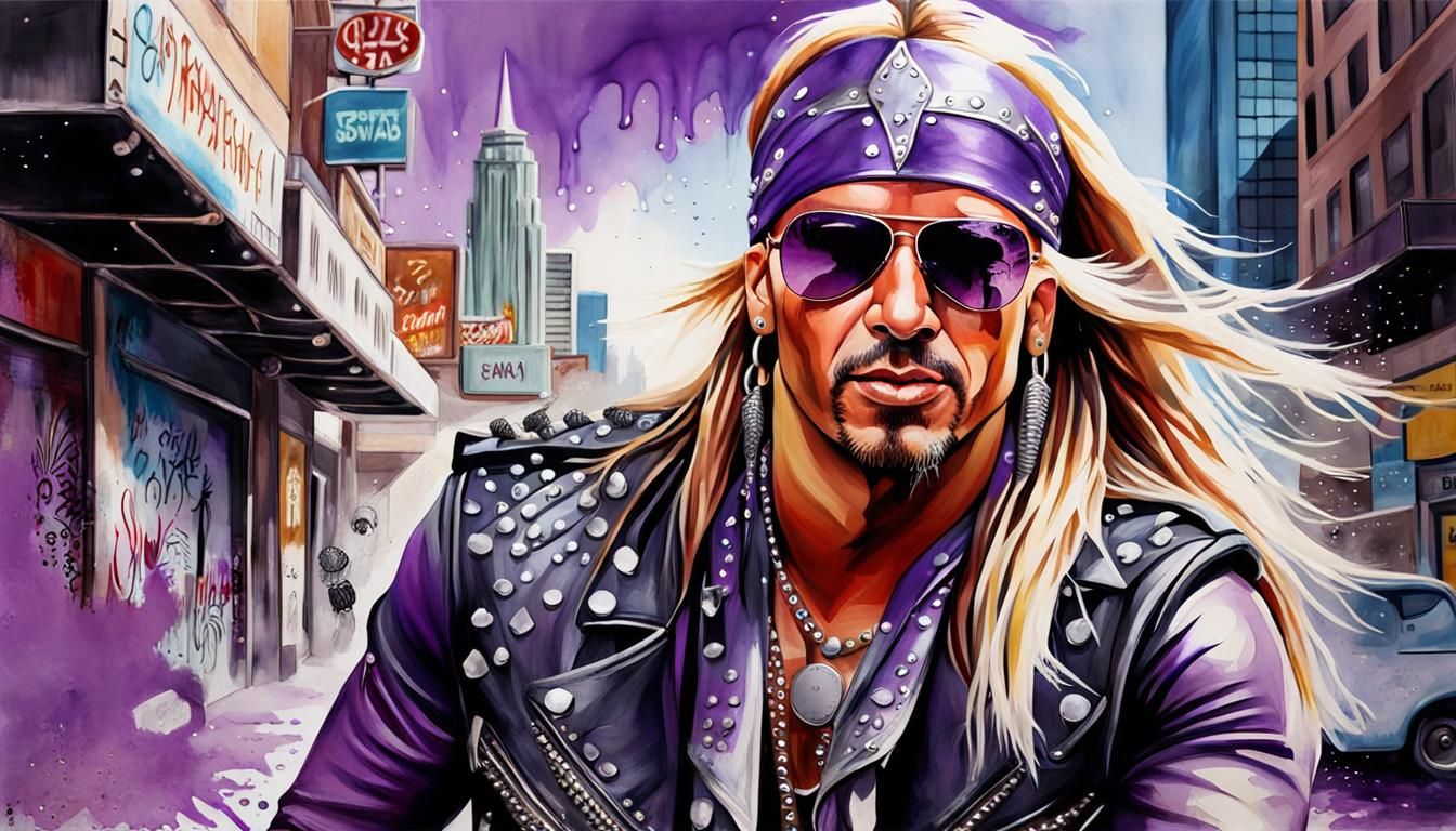 Rock Singer in Vegas: Watercolor and Acrylic Portrait