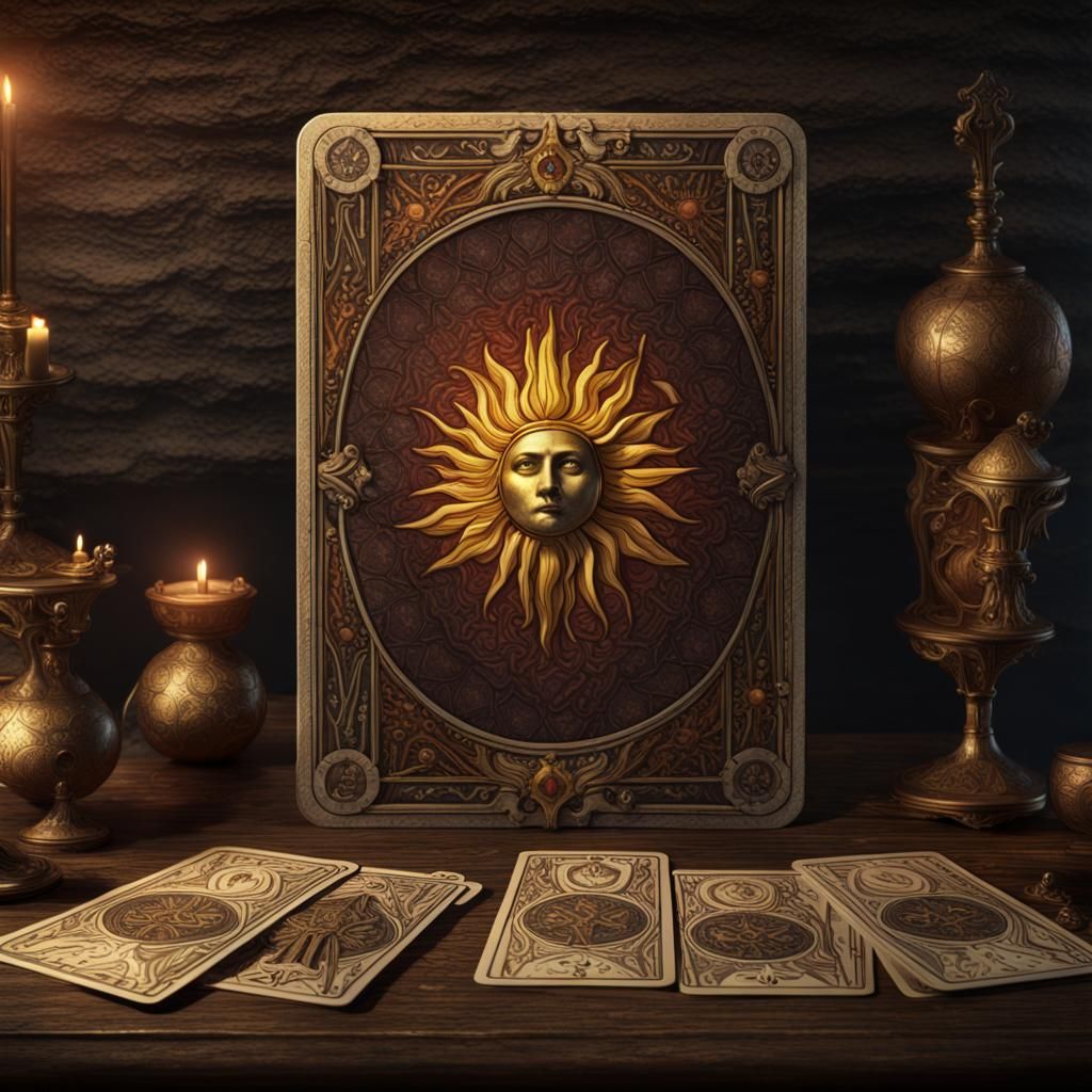 Tarot Card Spread in Dark Fantasy Style
