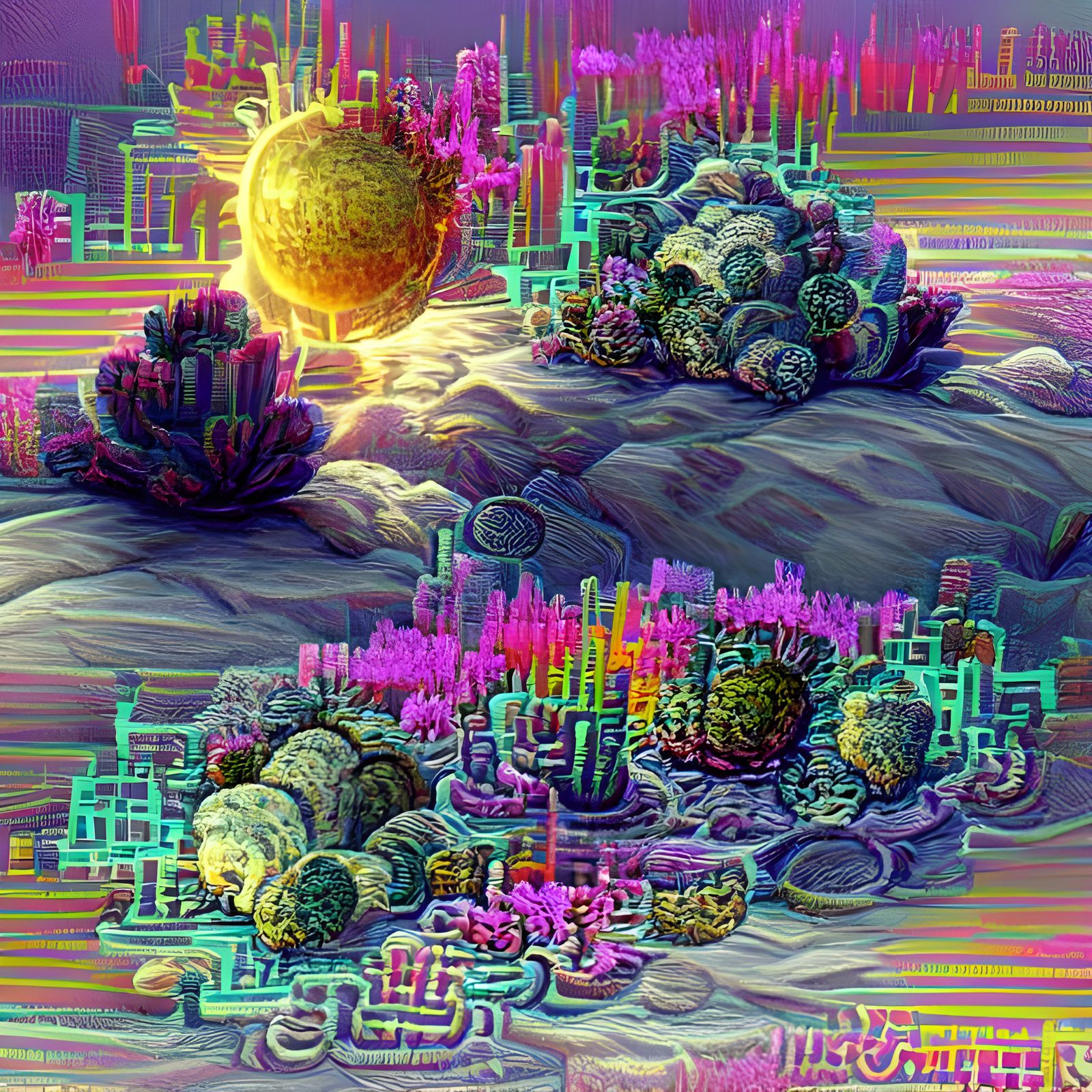 Neon Cyberpunk Desert Wasteland Paradise