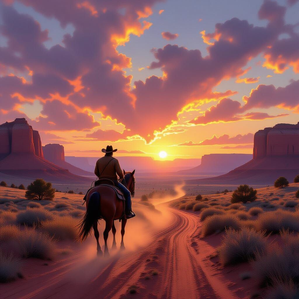 Cowboy Sunset in Red Rocks Country