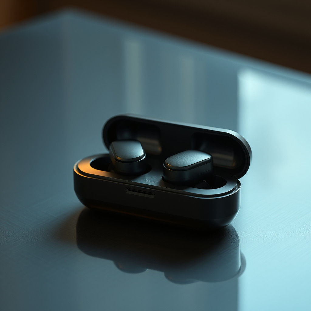 Futuristic Wireless Earbuds with Cinematic Lighting