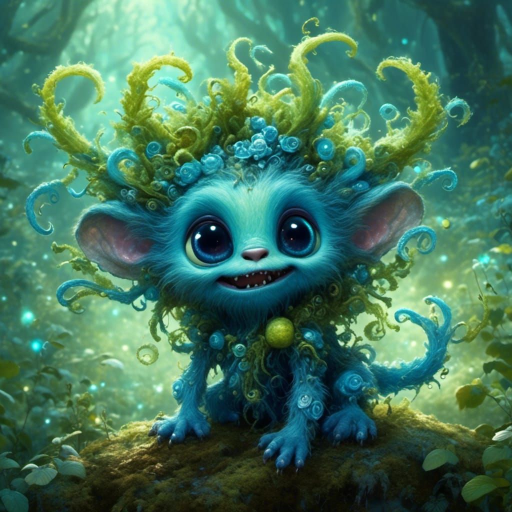 Adorable Alien Creature in Enchanted Forest