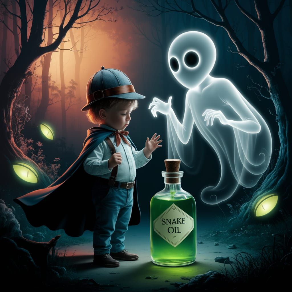 Child Sherlock Holmes and Glowing Snake Oil