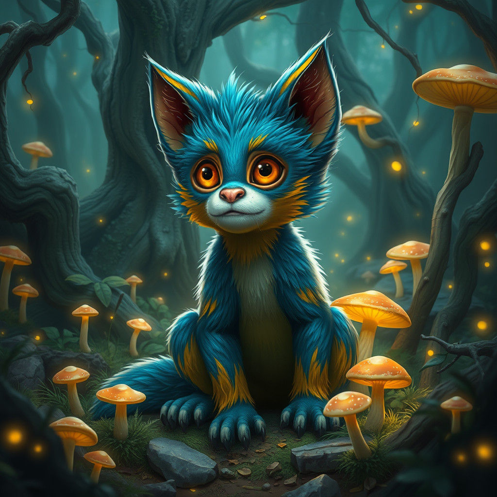 Enchanting Monkey-Dog in Mystical Forest: Fantasy Concept Ar...