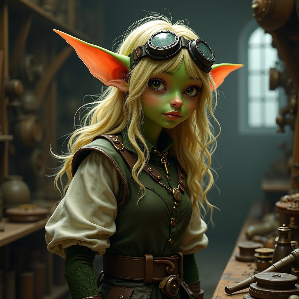 Goblin Artificer in Workshop: Fantasy Art Portrait