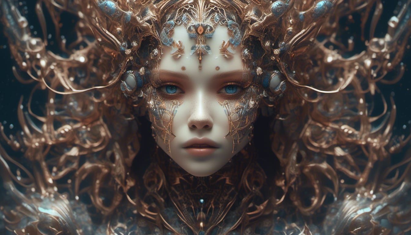 Surreal Desert Ocean with Underwater Life and Runes